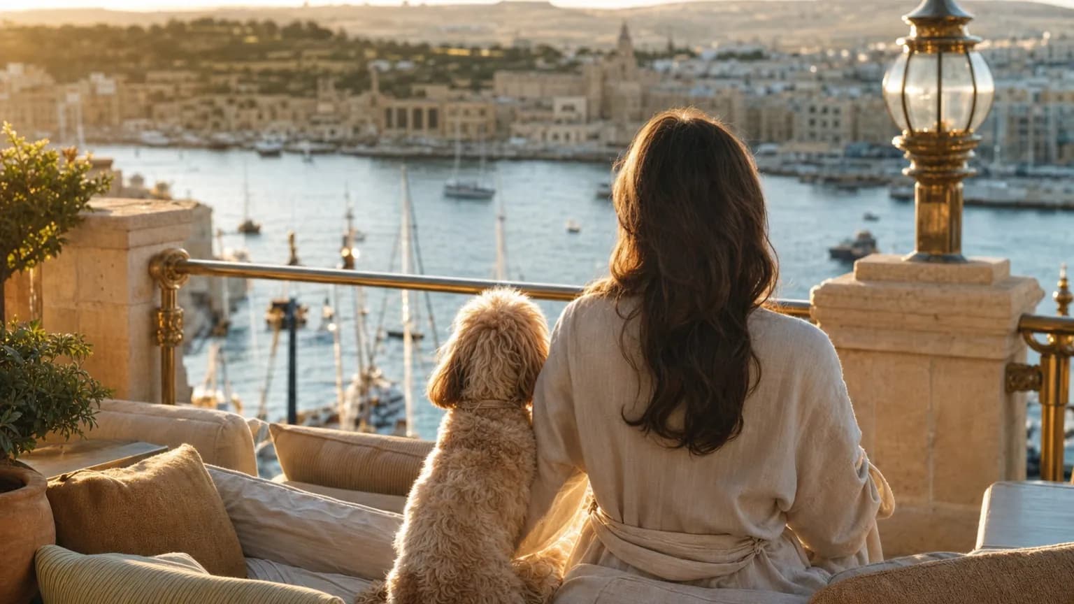 犬と歩きたい、海辺の街の風景